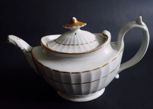 Antique White and Gold Teapot