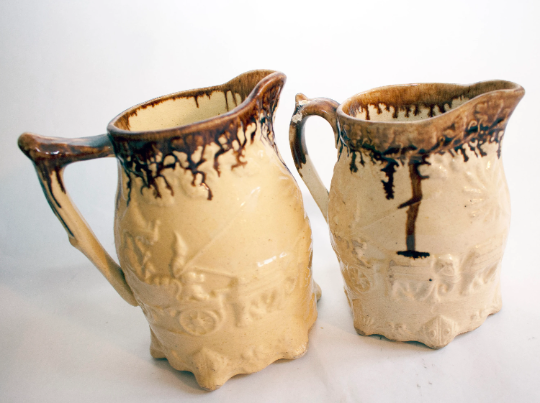 Antique Drip Glazed Stoneware Jugs (2)